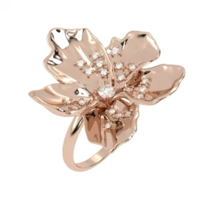 ANEL FLOR DE CEREJEIRA COM BRILHANTE OURO ROSÉ