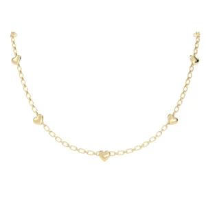 COLAR CINCO CORAÇÕES COM CLIPS MINI OURO AMARELO