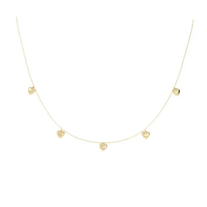 COLAR CINCO CORAÇÕES MÉDIO OURO AMARELO