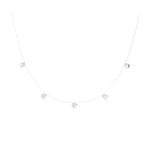 COLAR CINCO CORAÇÕES MÉDIO OURO BRANCO