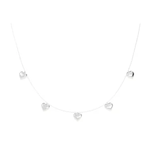 COLAR CINCO CORAÇÕES OURO BRANCO