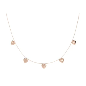 COLAR CINCO CORAÇÕES OURO ROSÉ