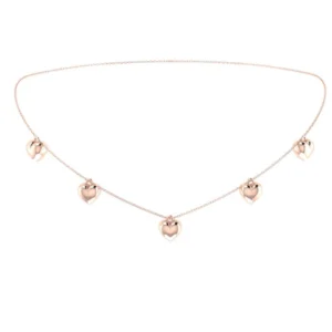 COLAR CINCO CORAÇÕES OURO ROSÉ