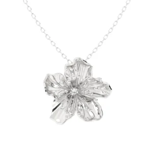 COLAR FLOR DE CEREJEIRA COM BRILHANTE OURO BRANCO