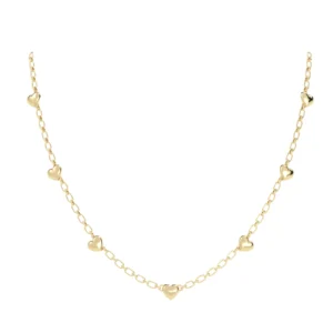 COLAR SETE CORAÇÕES COM CLIPS 66CM OURO AMARELO