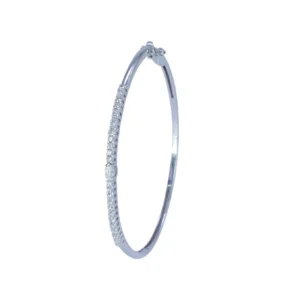 PULSEIRA BRACELETE DURA MEIA COM 1 NAVETE COM PAVE