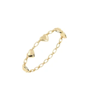 PULSEIRA CINCO CORAÇÕES COM CLIPS MINI OURO AMARELO