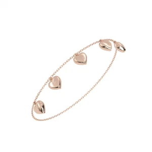 PULSEIRA CINCO CORAÇÕES OURO ROSÉ